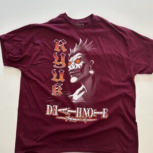 Death Note Anime Maroon Graphic T-shirt XL Streetwear Skateboard Vintage